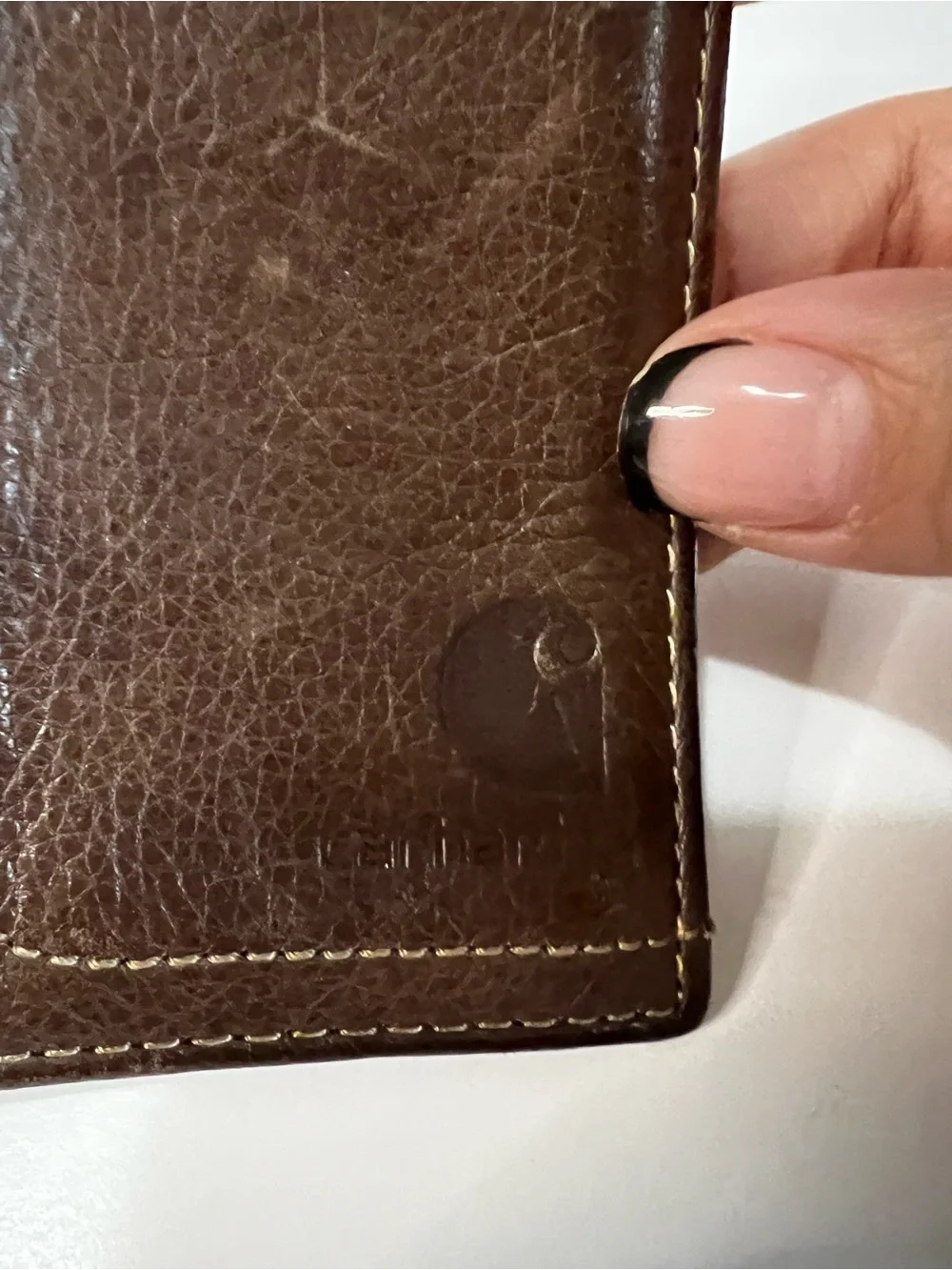 Carhartt Brown Genuine Leather Trifold Wallet Men’s Rugged Workwear